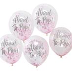 Roze Confetti Ballonnen About To Pop 30cm 5st, Nieuw, Verzenden