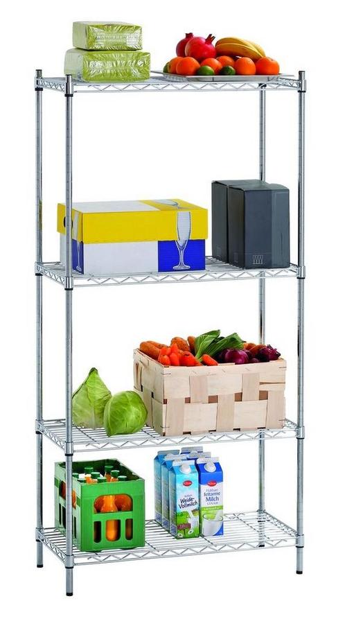 Opbergrek staal/verchroomd | 4 schappen | 750x350x1520(h)mm, Zakelijke goederen, Horeca | Keukenapparatuur, Nieuw in verpakking
