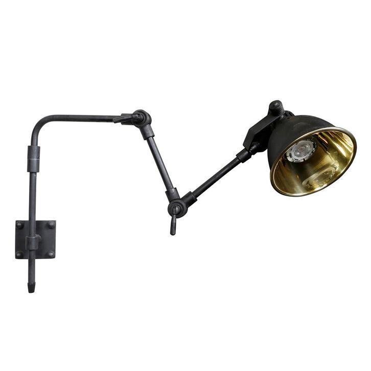 Wandlampen Messing Wand Leeslamp Adair GU10 Antiek Zwart, Huis en Inrichting, Lampen | Wandlampen, Verzenden