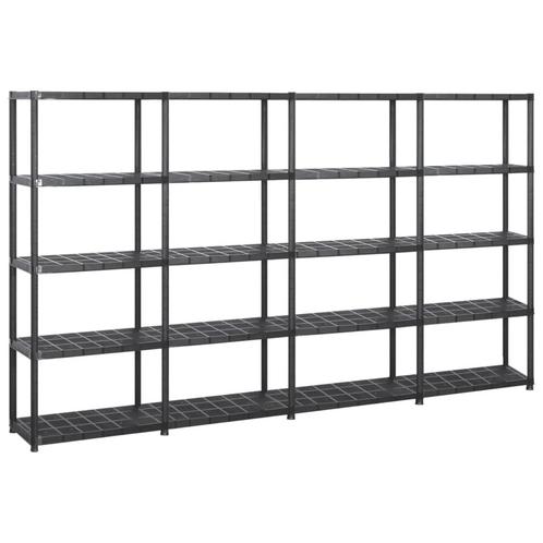 vidaXL Opbergrek 5-laags 284x38x170 cm kunststof zwart, Huis en Inrichting, Kasten | Stellingkasten, Nieuw, Verzenden