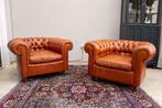 Fauteuil (2) - Club Chesterfield - Cuir, Bois