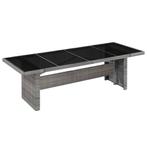 vidaXL Tuintafel 240x90x74 cm poly rattan en glas, Verzenden, Nieuw