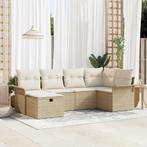 vidaXL Tuinbank Set met kussen met opslag 6 pcs Beige Poly, Verzenden, Nieuw