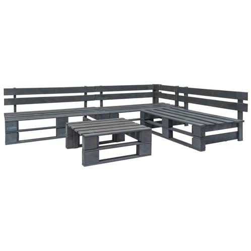 vidaXL 4-delige Loungeset pallet hout grijs, Jardin & Terrasse, Ensembles de jardin, Envoi