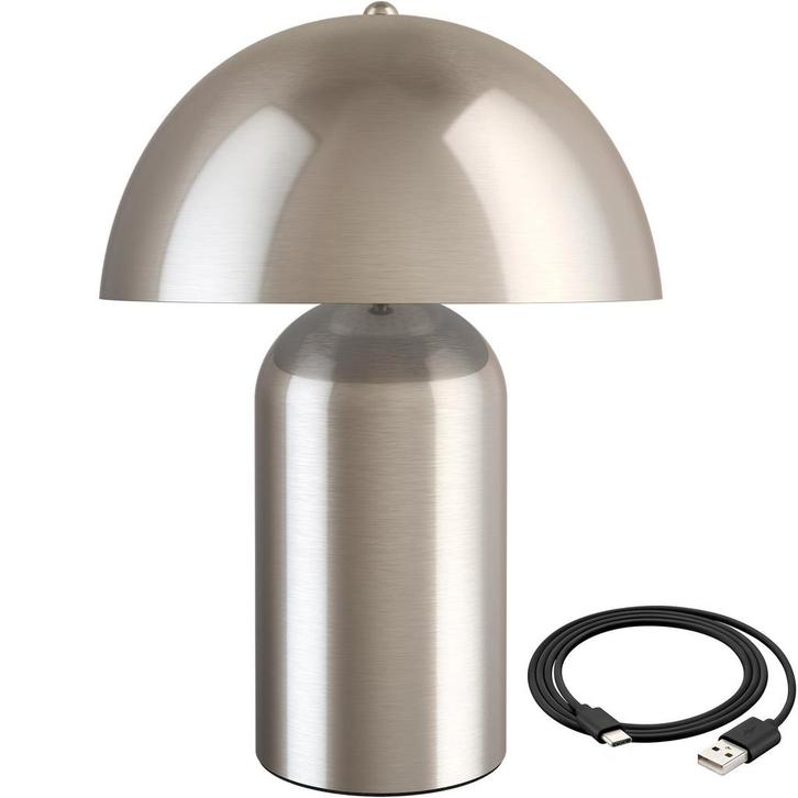 tectake Kleine retro-tafellamp Kade, dimbaar - Mat nikkel, Huis en Inrichting, Lampen | Tafellampen, Verzenden