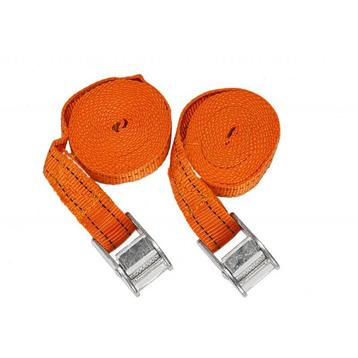 Twee stuks spanbanden 250 x 2,5 cm - 100 kg. - met aluminium, Ophalen of Verzenden