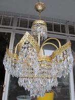 Kroonluchter - Verguld messing - Antique crystal lamp, Antiek en Kunst
