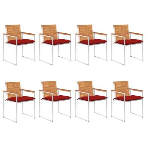 vidaXL Tuinstoelen 8 st met kussens massief acaciahout, Tuin en Terras, Tuinstoelen, Nieuw, Verzenden
