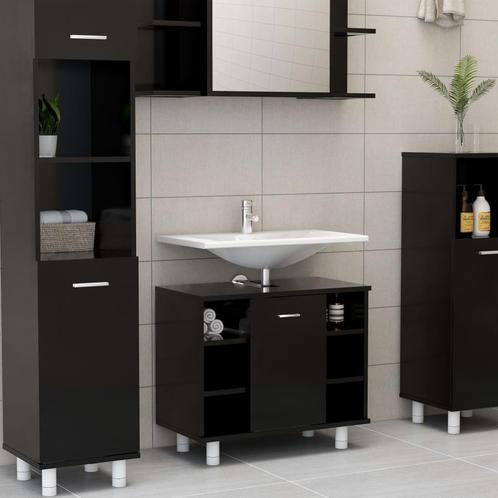 vidaXL Badkamerkast 60x32x53,5 cm bewerkt hout zwart, Maison & Meubles, Salle de bain | Meubles de Salle de bain, Envoi