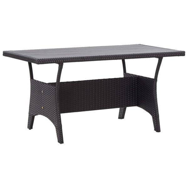 Tuintafel Poly Rattan Zwart - Retour Deal - Buitenkans!, Tuin en Terras, Tuintafels, Rechthoekig, Nieuw, Wicker, Verzenden