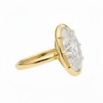 Ring - 14 karaat Geel goud - 4.10ct. tw. Diamant (Lab-grown), Handtassen en Accessoires, Ringen, Nieuw