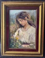 Italiaanse school (XX) - Ritratto di donna con fiori, Antiek en Kunst, Kunst | Schilderijen | Klassiek