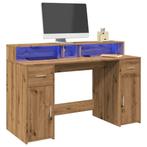 vidaXL Bureau met LED-verlichting 140x55x91 cm hout, Huis en Inrichting, Verzenden, Nieuw