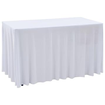 vidaXL 2 st Tafelhoezen stretch met rok 243x76x74 cm wit, Verzenden