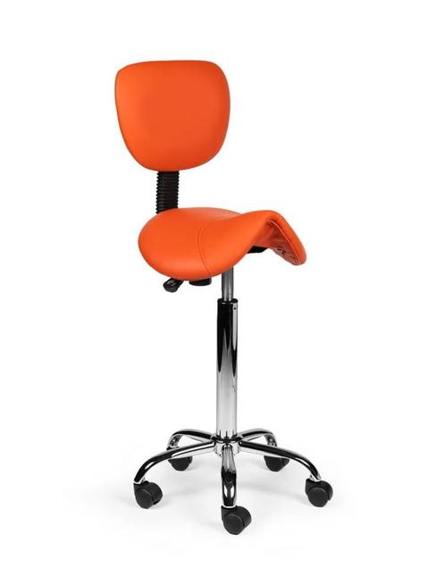 Zadelkruk met Rugleuning Oranje - Hoge uitvoering, Huis en Inrichting, Krukjes, Nieuw, In hoogte verstelbaar