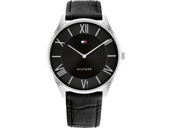 Veiling - Tommy Hilfiger Horloge Becker Zwart/Zilver 43mm, Handtassen en Accessoires, Horloges | Heren