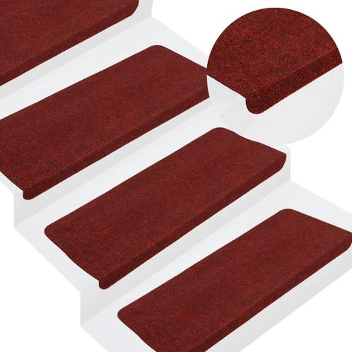 vidaXL Trapmatten zelfklevend 15 st 65x24,5x3,5 cm rood, Doe-het-zelf en Bouw, Ladders en Trappen, Nieuw, Verzenden