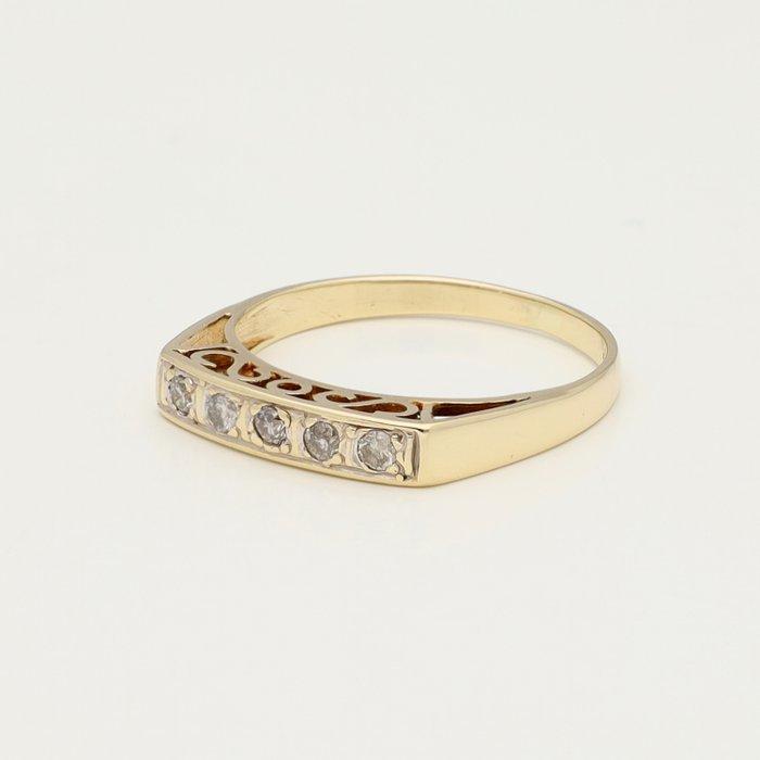 Zonder Minimumprijs - Ring - 14 karaat Geel goud - 0.10ct., Handtassen en Accessoires, Ringen