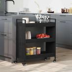 vidaXL Keuken Trolley Zwart eiken 70 x 30 x 82 cm Bewerkt, Verzenden, Nieuw
