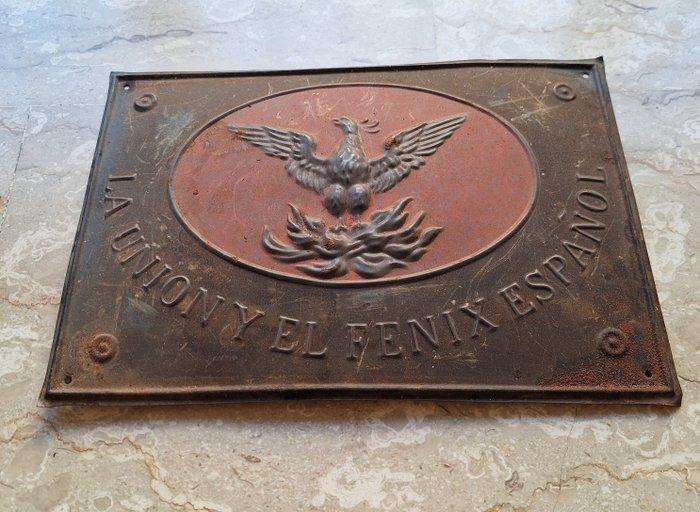 La Union Y El Fenix Espanol - Reclamebord - Metaal, Antiek en Kunst, Antiek | Wandborden en Tegels