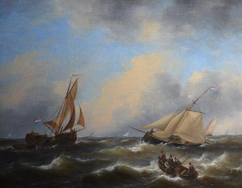 Govert van Emmerik (1808-1882) - Zeegezicht, Antiquités & Art, Art | Peinture | Classique