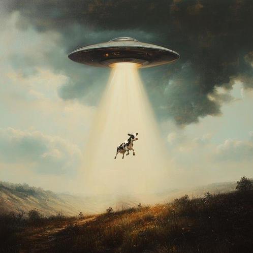 Le Yack (1972) - UFO Intrusion Pastorale, Antiek en Kunst, Kunst | Schilderijen | Modern