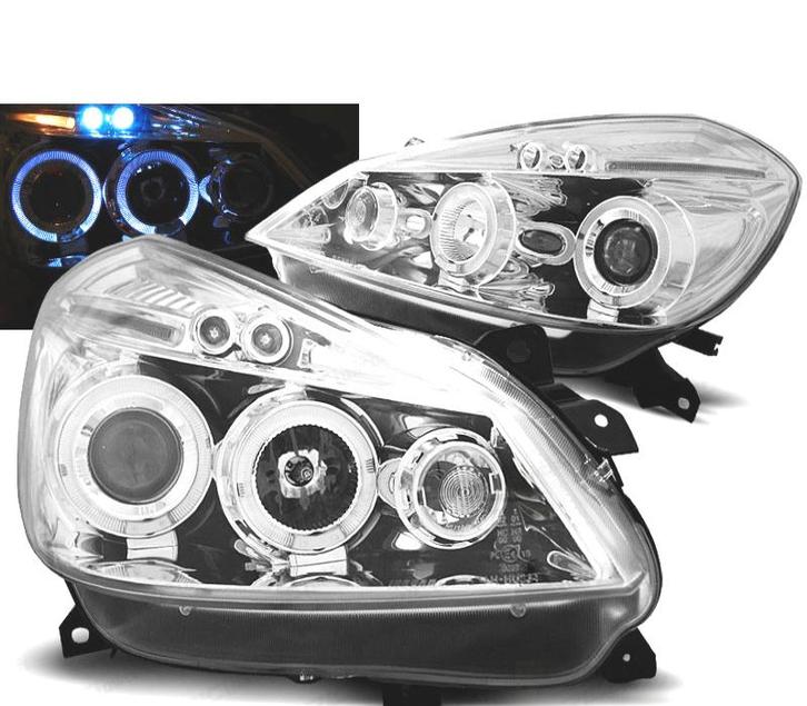 PHARES POUR RENAULT CLIO 3 05-09 ANGEL EYES CHROMÉ, Auto-onderdelen, Verlichting, Verzenden