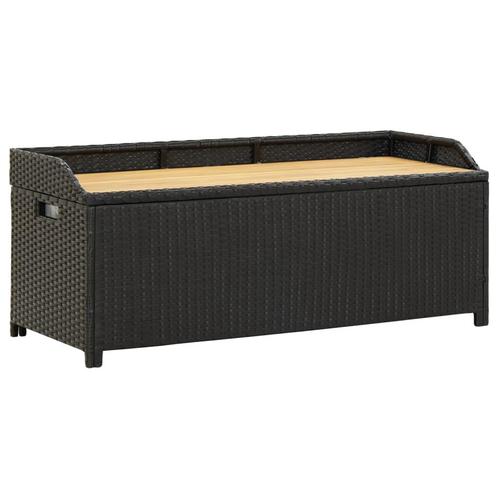 vidaXL Tuinopbergbank 120 cm poly rattan zwart, Tuin en Terras, Tuinsets en Loungesets, Nieuw, Verzenden