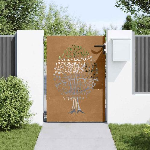 vidaXL Poort 85x150 cm boomontwerp cortenstaal, Tuin en Terras, Tuinpoorten, Nieuw, Verzenden