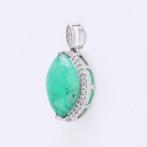 Zonder minimumprijs - Hanger Platina - 3.23ct. tw. Smaragd -