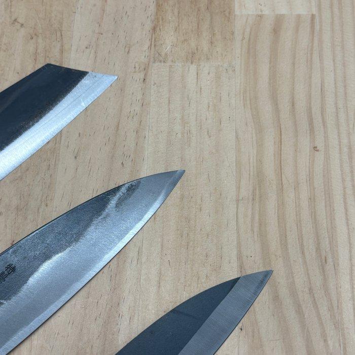 Japanese knives set bunka,funayuki,ajikiri - Keukenmes -, Antiek en Kunst, Antiek | Keukengerei