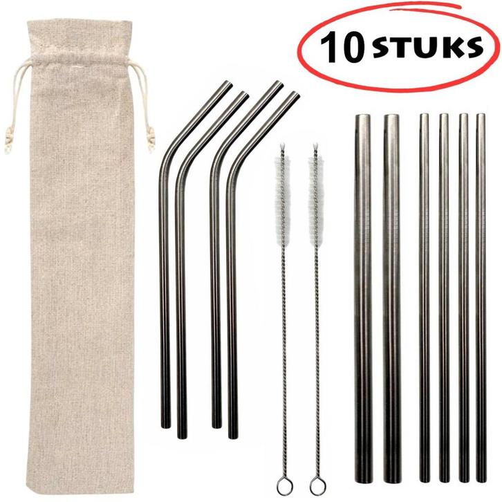 Fako Bijoux - RVS rietjes Set - Herbruikbaar - Herbruikbaar, Maison & Meubles, Cuisine | Couverts, Envoi