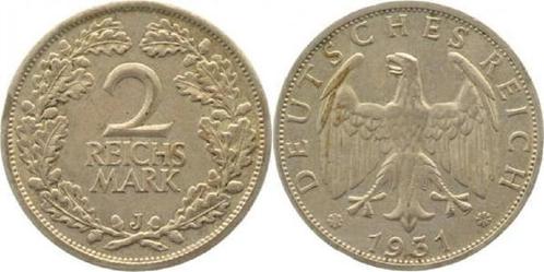 2 Reichsmark Weimarer Republik 1931j, Timbres & Monnaies, Monnaies | Europe | Monnaies non-euro, Envoi