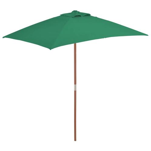 vidaXL Parasol met houten paal 150x200 cm groen, Jardin & Terrasse, Parasols, Envoi