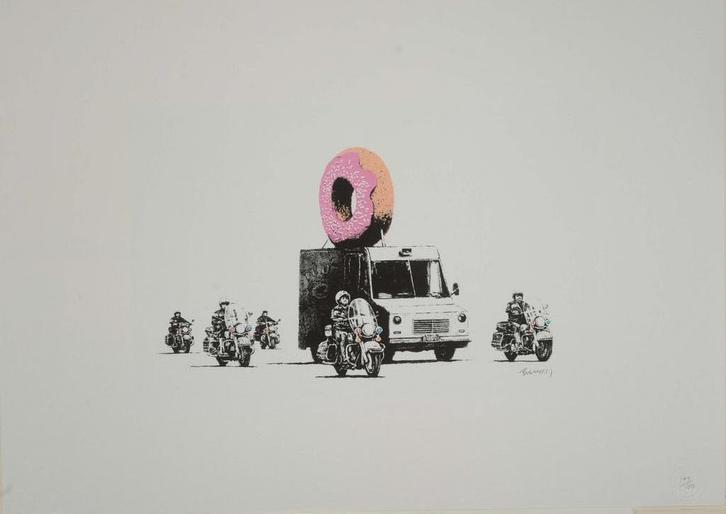 Banksy Offset Lithografie, 50×70 cm, Gecertificeerd, Antiek en Kunst, Kunst | Litho's en Zeefdrukken