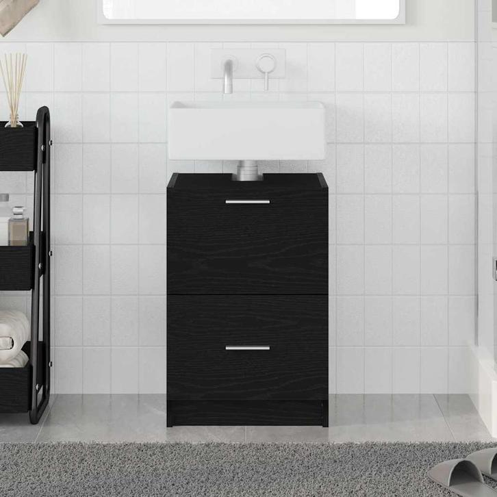 vidaXL Wastafelkast met lade Zwart Eiken 40 x 37 x 59 cm, Huis en Inrichting, Tafels | Kaptafels, Nieuw, Verzenden