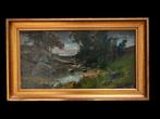 École de Barbizon (XIX-XX) - Bord de ruisseau au crépuscule