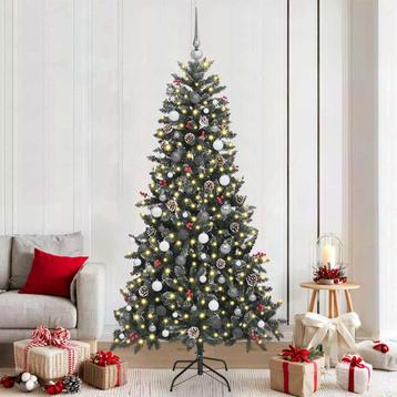 vidaXL Kunstkerstboom met LED -striplichten Groen 210cm PVC beschikbaar voor biedingen