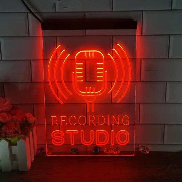 Recording studio neon bord lamp LED  verlichting reclame lic, Huis en Inrichting, Lampen | Overige, Nieuw, Verzenden