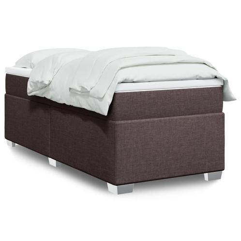 vidaXL Boxspring met matras stof donkerbruin 90x200 cm, Huis en Inrichting, Slaapkamer | Bedden, Nieuw, Verzenden
