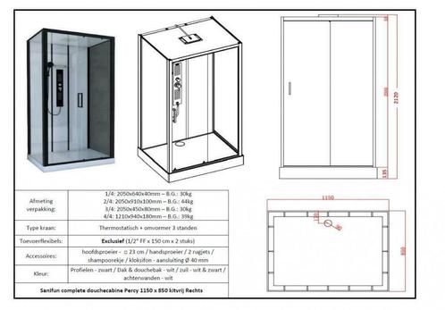 Sanifun complete douchecabine Percy 1150 x 850 kitvrij Rech, Bricolage & Construction, Sanitaire, Douche