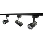 LED 1-fase Rails inclusief 3 railspots GU10 fitting Zwart 1, Verzenden, Nieuw