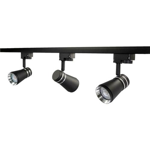 LED 1-fase Rails inclusief 3 railspots GU10 fitting Zwart 1, Huis en Inrichting, Lampen | Overige, Nieuw, Verzenden