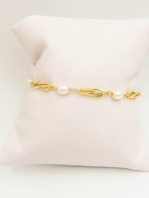 Bracelet - 18 carats Or jaune - Perle, Handtassen en Accessoires, Antieke sieraden