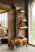 Gym Bench Leather Cognac - Gangbankje - Leder, Hout, Nieuw