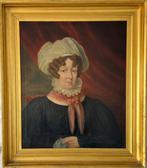 European school (XlX) - Portrait of a lady in a white hat