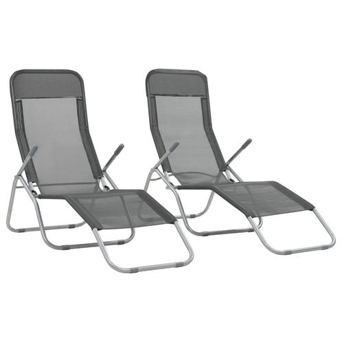 vidaXL Chaises longues pliables lot de 2 TextilÃ¨ne, Jardin & Terrasse, Chaises longues, Neuf, Envoi