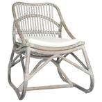 vidaXL Stoel rattan en linnen grijs, Huis en Inrichting, Fauteuils, Verzenden, Nieuw