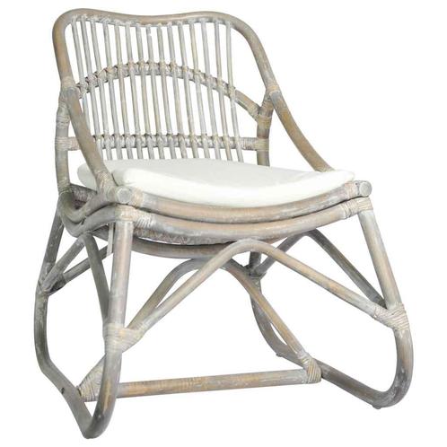 vidaXL Stoel rattan en linnen grijs, Huis en Inrichting, Fauteuils, Nieuw, Verzenden