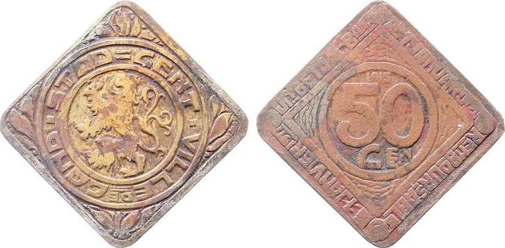 50 Ct Duitsland 50 Cent 1915 Gent Nicht Verdreht, extrem..., Postzegels en Munten, Munten | Europa | Niet-Euromunten, België, Verzenden